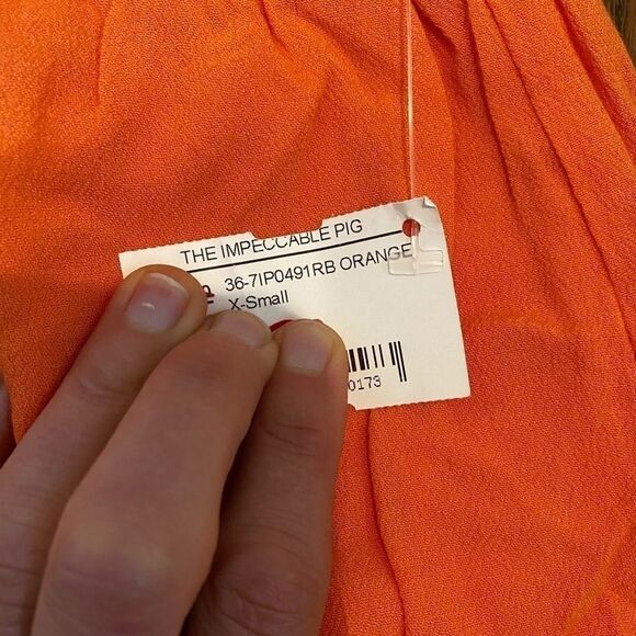 The Impeccable Pig orange floral embroidered short - Picture 5 of 7